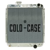 Cold-Case Radiators - Cold-Case Aluminum Radiator - 19.6" W x 21" H x 3" D - Passenger Side Inlet - Passenger Side Outlet - Polished - Manual - Small Block Ford - Ford Mustang 1964-66