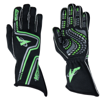 Velocity Race Gear - Velocity Grip Glove - Black/Fluo Green/Silver - Large