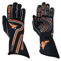 Velocity Race Gear - Velocity Grip Glove - Black/Fluo Orange/Silver - Large