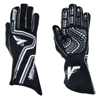 Velocity Race Gear - Velocity Grip Glove - Black/White/Silver - Medium