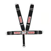 Simpson - Simpson 5 Point Latch F/X System - 62" Bolt-In Individual Shoulder Harness - Pull Down Adjust - Black