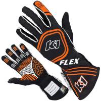 K1 RaceGear - K1 Racegear Flex Nomex Driver's Gloves - Black/Orange - Large