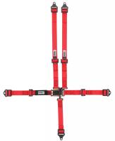 Crow Safety Gear - Crow 5-Way Quarter Midget/Junior Dragster 2" Latch & Link Harness - Black Hardware - SFI 16.2 - Red