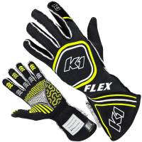 K1 RaceGear - K1 RaceGear Flex Nomex Driver's Gloves - Black/FLO Yellow - Medium