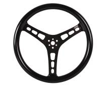 JOES Racing Products - JOES 13 in Diameter Steering Wheel - 2-1/2 in Dish - 3-Spoke - Black Rubberized Grip - Black