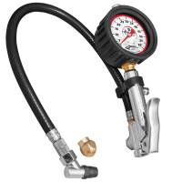 Longacre Racing Products - Longacre Quick Fill Tire Inflator and Gauge - 0-60 psi - Air Line/Fittings - Analog - Liquid Filled - Glow" the Dark - 2-1/2" Diameter