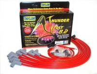 Taylor Cable Products - Taylor ThunderVolt Spark Plug Wire Set - Spiral Core - 8.2 mm - Red - 90 Degree Plug Boots - HEI Style Terminal - Under Header - Small Block Chevy