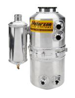 Peterson Fluid Systems - Peterson Drag Dry Sump Oil Tank - 6 Quart - 16-5/8 in Tall - 7 in OD - 16 AN Male Inlet - 12 AN Male Outlet - Breather Tank - Heater Port