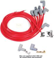 MSD - MSD 2-In-1 Univeral Super Conductor Spark Plug Wire Set - (Red) - Fits 8 Cylinder Engine - Includes Terminals for Socket or HEI Style Cap, 90 Spark Plug Boots & Terminals, 90 Distributor Boots & Terminals