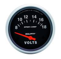 Auto Meter - Auto Meter Sport-Comp Electric Voltmeter Gauge - 8-18 Volts