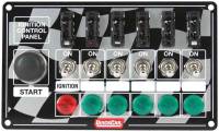 QuickCar Racing Products - QuickCar ICP20 Ignition Race Panel - Ignition Switch, Momentary Starter Button w/- 5-Accessory Switches - Lights - ATC Fused