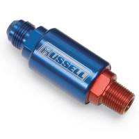 Russell Performance Products - Russell Competition Fuel Filter - 3-1/4" Diameter, -06 AN In to 3/8"NPT Out