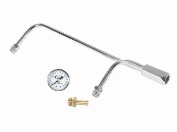Mr. Gasket - Mr. Gasket Chrome Plated Fuel Lines With Fuel Pressure Gauge 1558 Holley w/ 8.65625" Centers