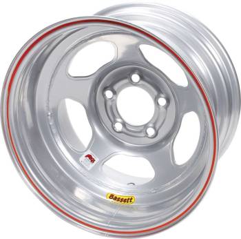 Bassett Racing Wheels - Bassett IMCA Inertia Wheel - 15" x 8" - 5 x 4.75" - Silver - 1" Back Spacing - 19 lbs.