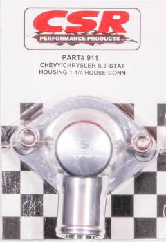 CSR Performance Products - CSR Performance Billet Aluminum 360 Swivel Thermostat Housing - Clear (Silver) Anodized - Chevy Big, SB - 1-1/4" Hose Connection