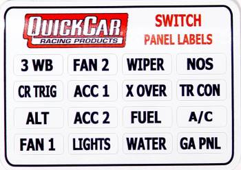 QuickCar Racing Products - QuickCar Switch / Ignition Panel Stickers