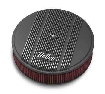 Holley - Holley 14"x3" Round Finned Air Cleaner - Premium Element - Black