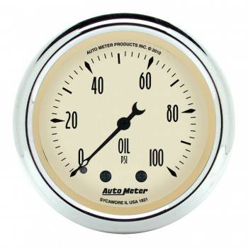 Auto Meter - Auto Meter 2-1/16" Antique Beige Oil Pressure Gauge - 0-100 PSI