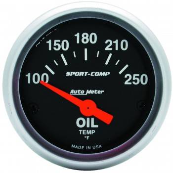 Auto Meter - Auto Meter 2-1/16" Mini Sport-Comp Electric Oil Temperature Gauge - 100-250