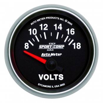 Auto Meter - Auto Meter 2-1/16" Sport Comp II Voltmeter - Electric - 8-18 Volts