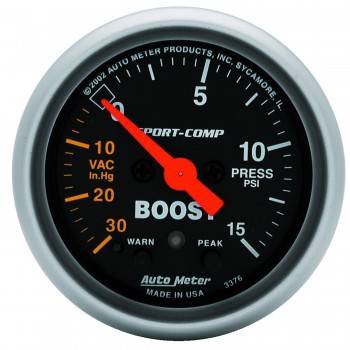 Auto Meter - Auto Meter Sport-Comp Electric Boost / Vacuum Gauge - 2-1 / 16 in.
