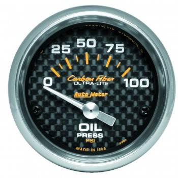 Auto Meter - Auto Meter Carbon Fiber Electric Oil Pressure Gauge - 2-1/16" - 0-100 PSI