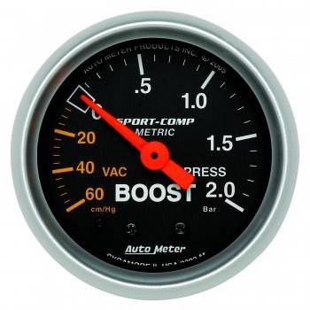 Auto Meter - Auto Meter Sport-Comp Mechanical Boost / Vacuum Gauge - 2-1/16 in.