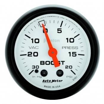 Auto Meter - Auto Meter Phantom Mechanical Boost / Vacuum Gauge - 2-1/16 in.