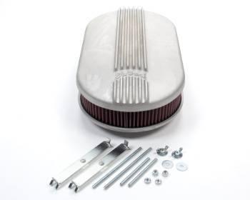 Edelbrock - Edelbrock Classic Air Cleaner Assembly 17-1/2 x 9-3/8" Oval 4-7/16" Tall Two 5-1/8" Carb Flange - Raised Base