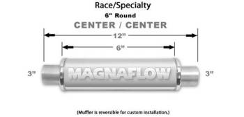Magnaflow Performance Exhaust - Magnaflow Performance Exhaust Race Series Muffler 3" Center Inlet/Outlets 6 x 6" Round Body 12" Long - Stainless