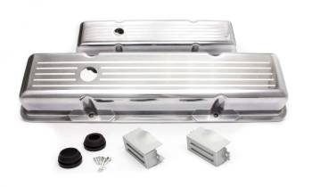 Racing Power - Racing Power Stock Height Valve Covers Breather Holes Ball Milled Aluminum - Polished