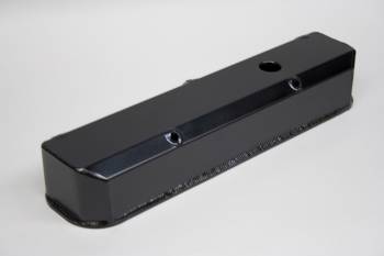 PRW Industries - PRW INDUSTRIES Stock Height Valve Covers Breather Hole Hardware Aluminum - Black Anodize