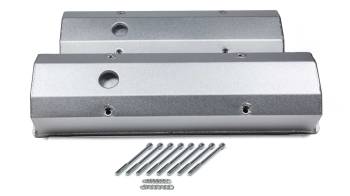 PRW Industries - PRW INDUSTRIES Tall Valve Covers Breather Hole Hardware Aluminum - Silver Anodize