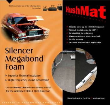 Hushmat - Hushmat Silencer Megabond Sound Barrier 23 x 36" Sheet 1/4" Thick Foam - Black