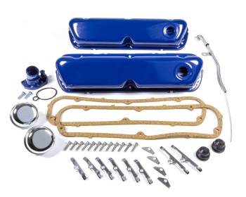 Trans-Dapt Performance - Trans-Dapt Performance Short Valve Covers/Breather/Dipstick/Gaskets/Water Neck Engine Dress Up Kit Steel Black Powder Coat Small Block Ford - Kit
