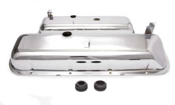 Racing Power - Racing Power OEM Valve Covers Stock Height Breather Holes Steel - Chrome - Big Block Chevy - Pair
