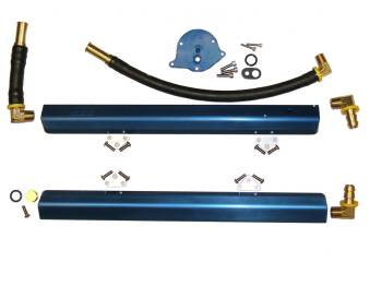 BBK Performance - BBK Performance High-Flow Fuel Rail Kit 6 AN Female O-ring Inlet/Outlet Aluminum Blue Anodize - Hardware Included - 5.0 L