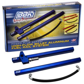 BBK Performance - BBK Performance High-Flow Fuel Rail Kit 6 AN Female O-ring Inlet/Outlet Aluminum Blue Anodize - Hardware Included