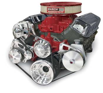 March Performance - March Performance Ultra Pulley Kit 6 Rib Serpentine Aluminum Clear Powder Coat - Long Water Pump