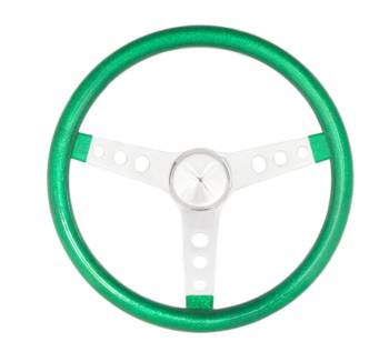 Grant Products - Grant Steering Wheels Metal Flake Steering Wheel 15" Diameter 3-Spoke Green Metal Flake Grip - Steel