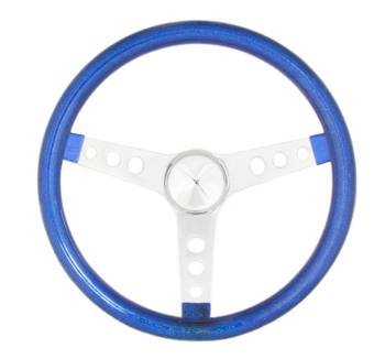 Grant Products - Grant Steering Wheels Metal Flake Steering Wheel 15" Diameter 3-Spoke Blue Metal Flake Grip - Steel