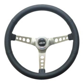 GT Performance - GT Performance Mustang Steering Wheel 15" Diameter 3-Spoke 4-5/8" Dish - Black Leather Grip