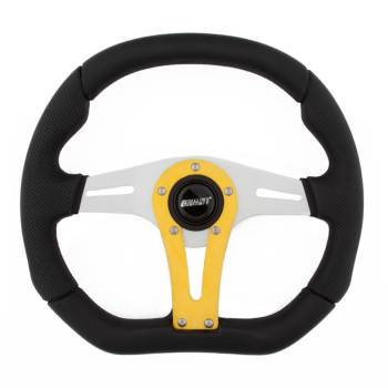 Grant Products - Grant Steering Wheels D-Series Steering Wheel 13-3/4 x 11-3/4" Diameter D-Shaped 3-Spoke - Black Suede Grip - Yellow Anodize
