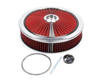 Edelbrock - Edelbrock Pro-Flo Air Cleaner Assembly 14" Round 3" Tall 5-1/8" Carb Flange - Red Cotton