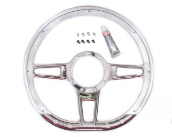 Billet Specialties - Billet Specialties Formula Steering Wheel 14" Diameter D-Shaped 3-Spoke - Milled Finger Notches - Billet Aluminum - Polished