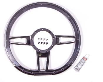 Billet Specialties - Billet Specialties Formula Steering Wheel 14" Diameter D-Shaped 3-Spoke - Milled Finger Notches - Billet Aluminum - Black Anodize