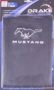 Drake Muscle Cars - Drake Muscle Cars Mustang Logo Arm Rest Cover Vinyl Black Ford Mustang 2005-09 - Each