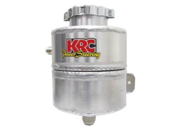 KRC Power Steering - KRC Power Steering 23 oz Power Steering Reservoir 4" Tall x 4-1/2" OD Flat Mount Oberg Filter - 8 AN Male Inlet