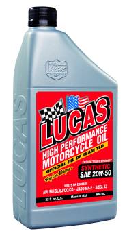 Lucas Oil Products - Lucas Oil Products High Performance Motor Oil 20W50 Synthetic 1 qt - Motorcycle