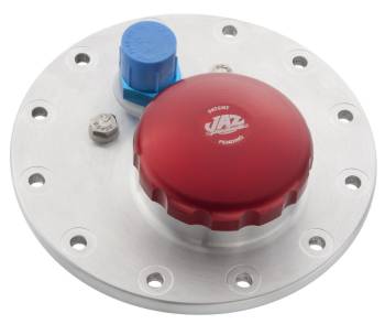 Jaz Products - Jaz Products Vented Twist Lock Cap Fuel Cell Filler Plate Flat Mount Straight Neck 12-Bolt Flange - Aluminum